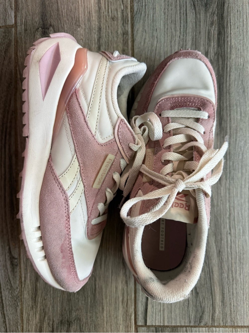 Reebok Women's Pink and White Sneakers